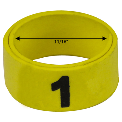 11 / 16" Yellow plastic bandette (Number 1 to 25)