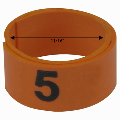 11 / 16" Orange plastic bandette (Number 1 to 25)