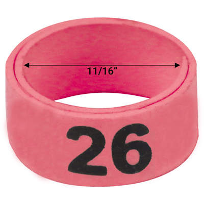 11 / 16" Pink plastic bandette (Number 26 to 50)