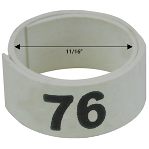 11 / 16" White plastic bandette (Number 76 to 100)