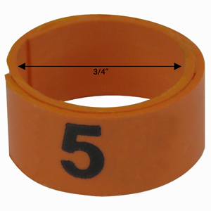 Bague orange numérotée de 3 / 4" (Numéro 1 à 25)