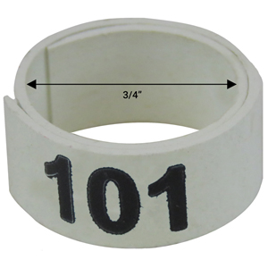 Bague blanche numérotée de 3 / 4" (Numéro 101 à 125)