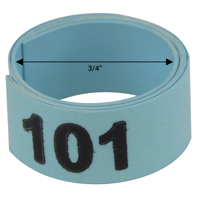 Bague bleue numérotée de 3 / 4" (Numéro 101 à 125)