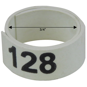 Bague blanche numérotée de 3 / 4" (Numéro 126 à 150)