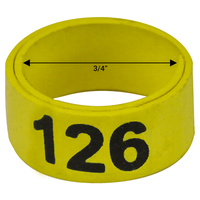 3 / 4" Yellow plastic bandette (Number 126 to 150)