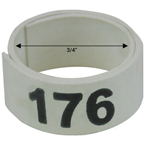 Bague blanche numérotée de 3 / 4" (Numéro 176 à 200)