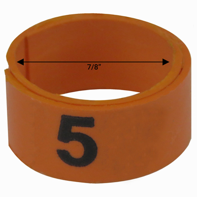 7 / 8" Orange plastic bandette (Number 1 to 25)
