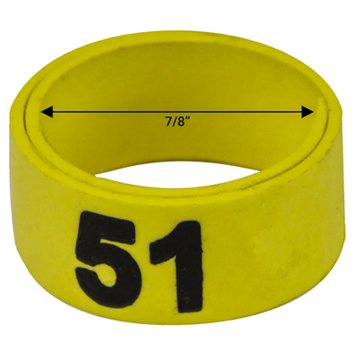 Bague jaune numérotée de 7 / 8" (Numéro 51 à 75)
