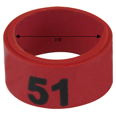 7 / 8" Red plastic bandette (Number 51 to 75)
