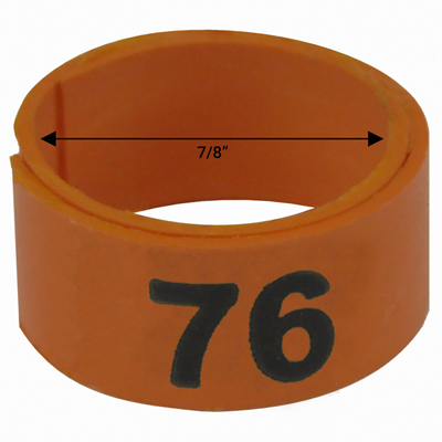Bague orange numérotée de 7 / 8" (Numéro 76 à 100)