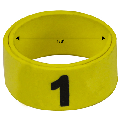 Bague jaune numérotée de 1 / 8" (Numéro 1 à 25)