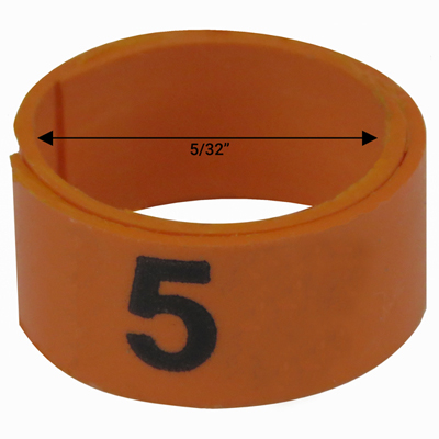 Bague orange numérotée de 5 / 32" (Numéro 1 à 25)