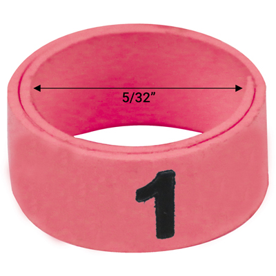 5 / 32" Pink plastic bandette (Number 1 to 25)