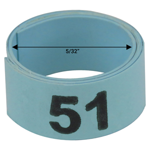 Bague bleue numérotée de 5 / 32" (Numéro 51 à 75)