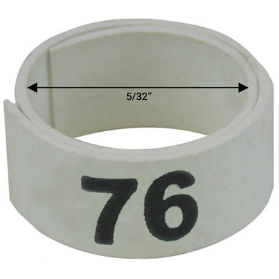 Bague blanche numérotée de 5 / 32" (Numéro 76 à 100)