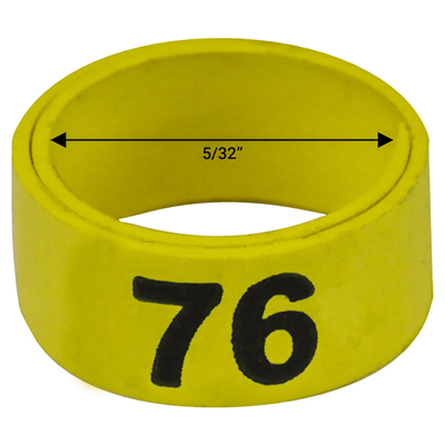 Bague jaune numérotée de 5 / 32" (Numéro 76 à 100)