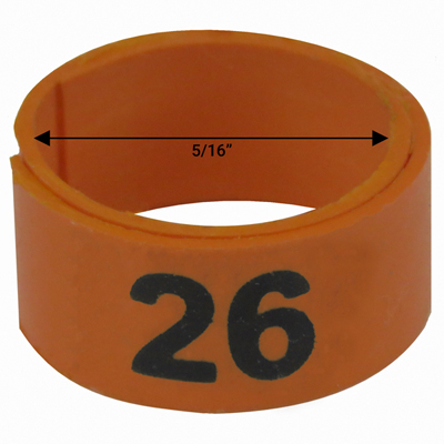 Bague orange numérotée de 5 / 16" (Numéro 26 à 50)
