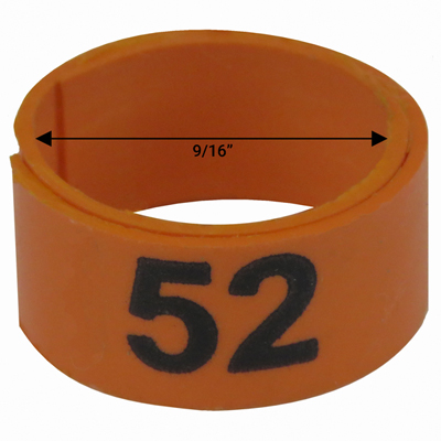 Bague orange numérotée de 9 / 16" (Numéro 51 à 75)